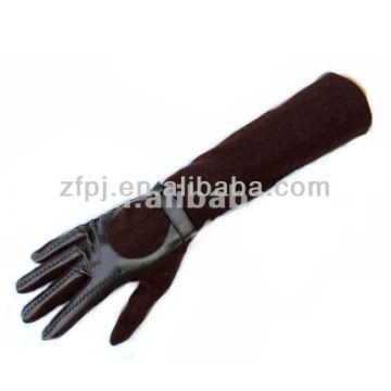 Black Brown Color Elbow Length Suede Long Gloves